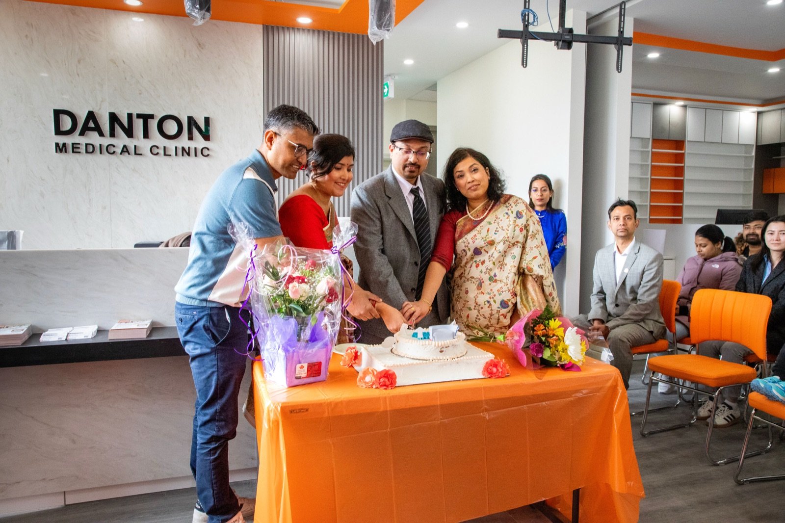 Cake cutting at Danton Medical Clinic grand opening